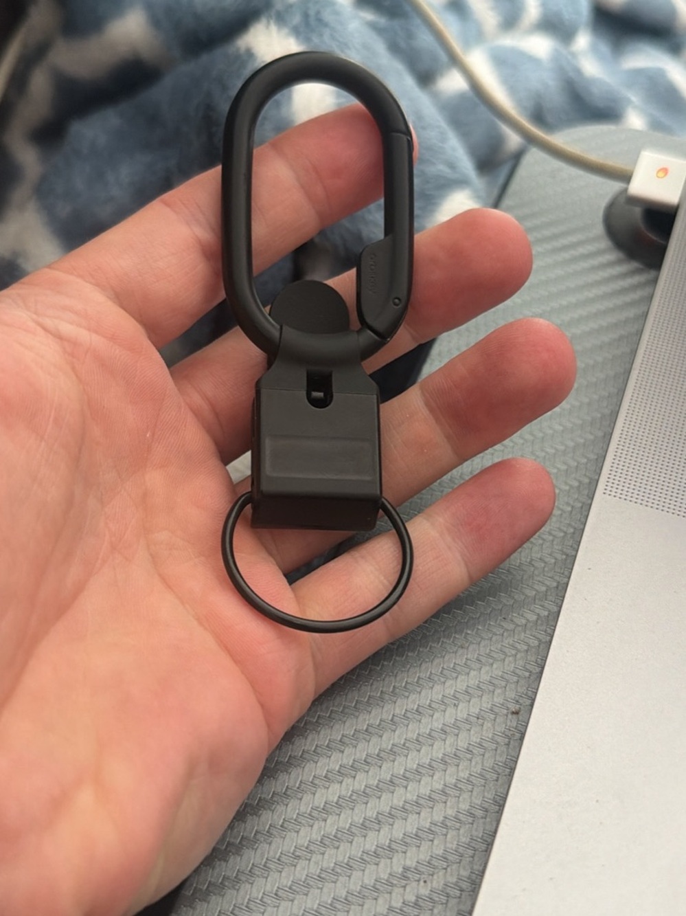 Black Keychain Carabiner with Key Ring